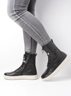 DAMES Wolky Hoge Veterschoenen|Veterlaarzen<Check - zwart leer