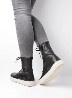 DAMES Wolky Hoge Veterschoenen|Veterlaarzen<Check - zwart leer