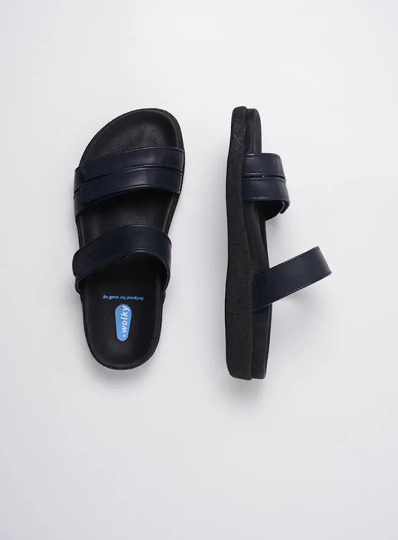 DAMES Wolky Slippers<Cirrus - donkerblauw leer