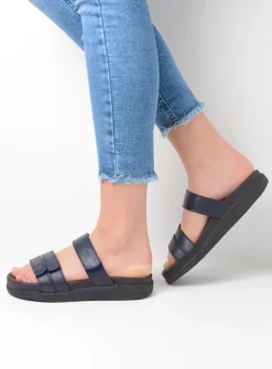 DAMES Wolky Slippers<Cirrus - donkerblauw leer