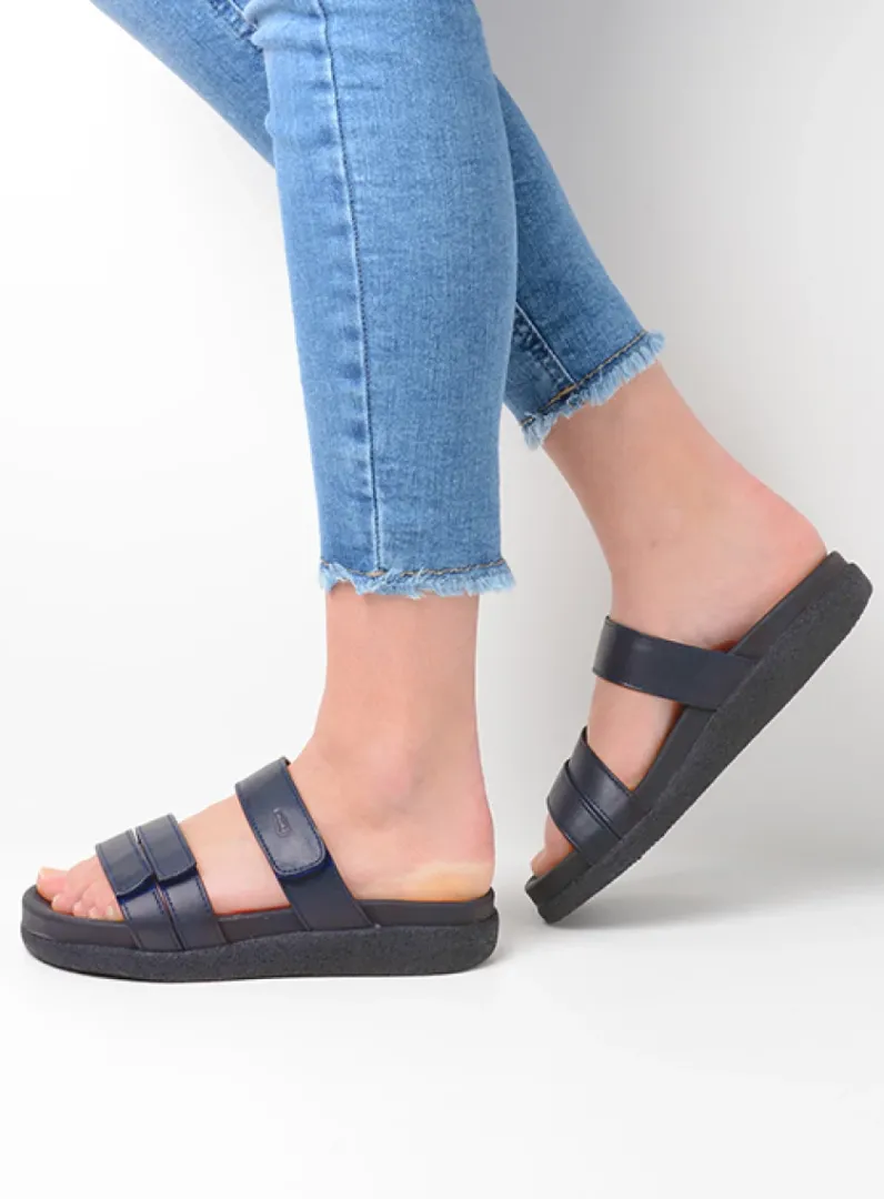 DAMES Wolky Slippers<Cirrus - donkerblauw leer