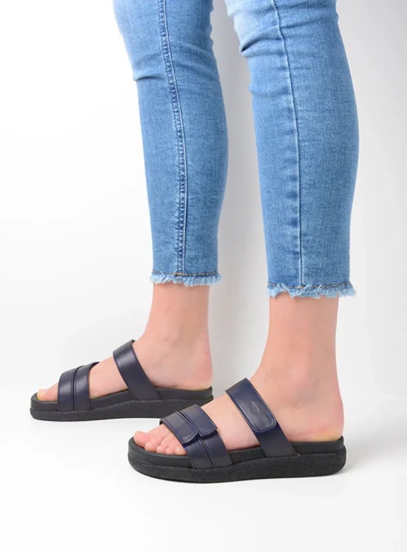 DAMES Wolky Slippers<Cirrus - donkerblauw leer