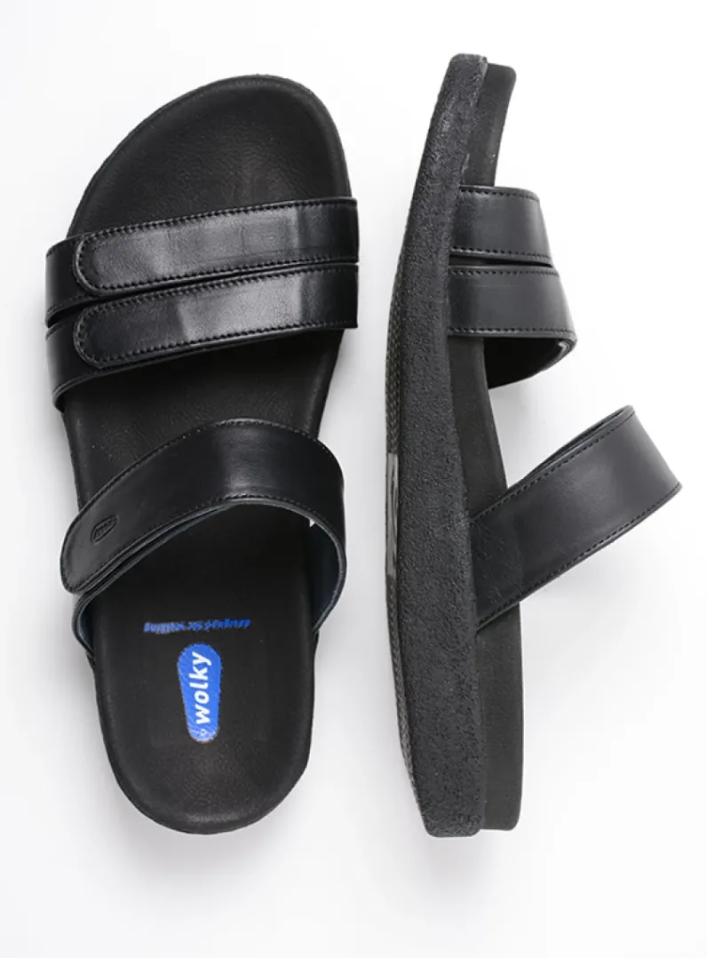 Heren Wolky Slippers Heren<Cirrus men - zwart leer
