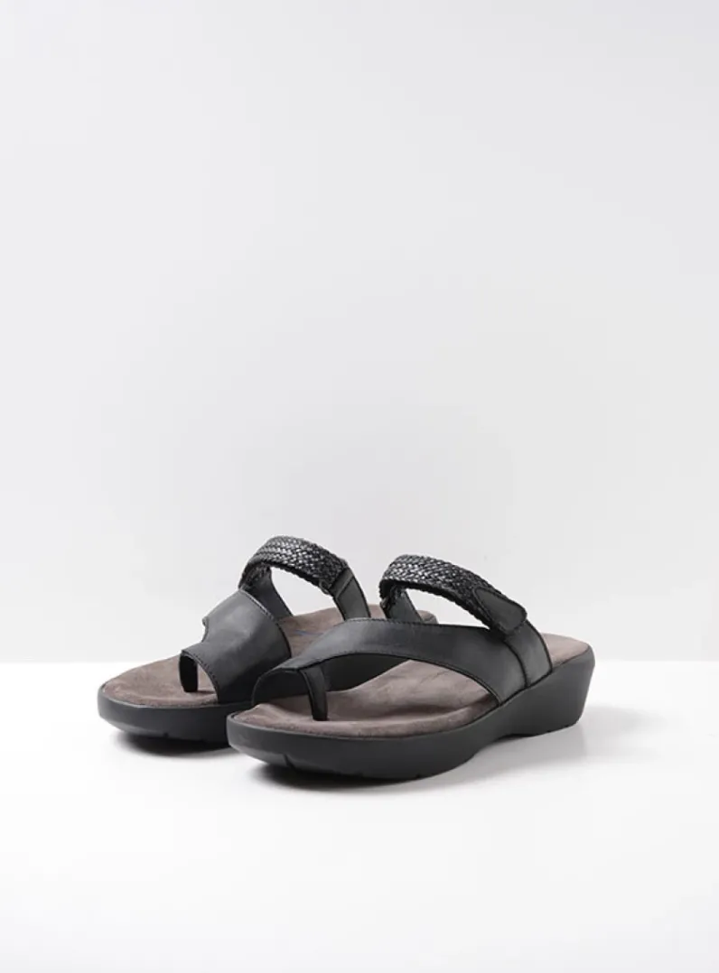 DAMES Wolky Slippers<Collins - zwart leer