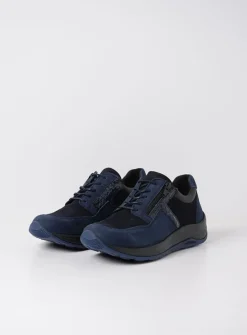 DAMES Wolky Lage Veterschoenen|Wandelschoenen<Comrie - blauw combi leer