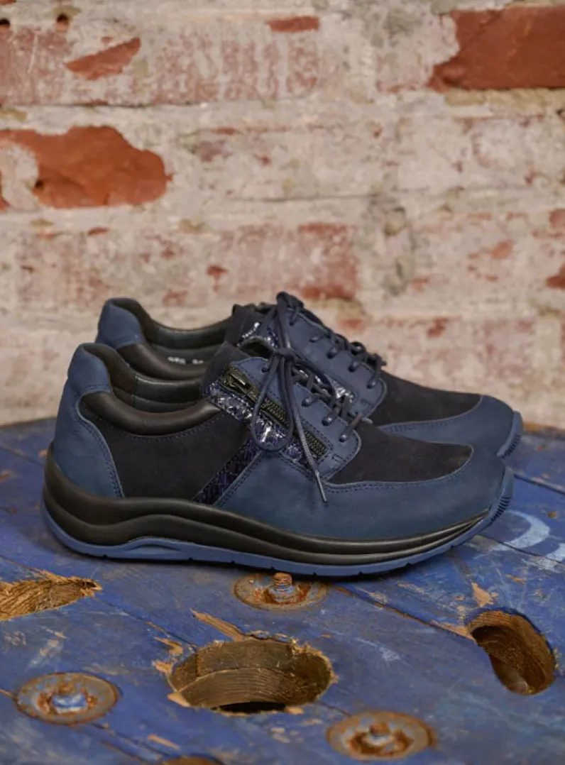 DAMES Wolky Lage Veterschoenen|Wandelschoenen<Comrie - blauw combi leer