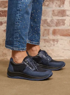 DAMES Wolky Lage Veterschoenen|Wandelschoenen<Comrie - blauw combi leer