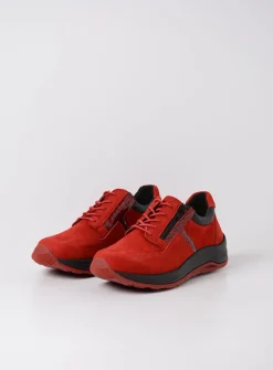 DAMES Wolky Lage Veterschoenen|Wandelschoenen<Comrie - rood combi leer