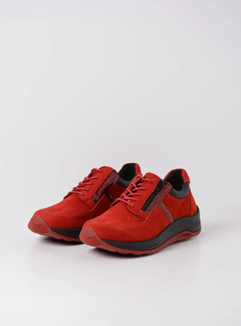 DAMES Wolky Lage Veterschoenen|Wandelschoenen<Comrie - rood combi leer