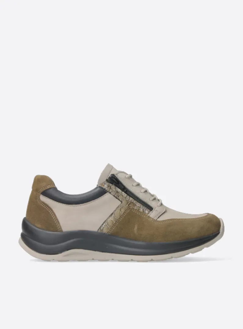 DAMES Wolky Lage Veterschoenen|Wandelschoenen<Comrie - safari combi leer