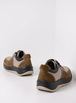 DAMES Wolky Lage Veterschoenen|Wandelschoenen<Comrie - safari combi leer