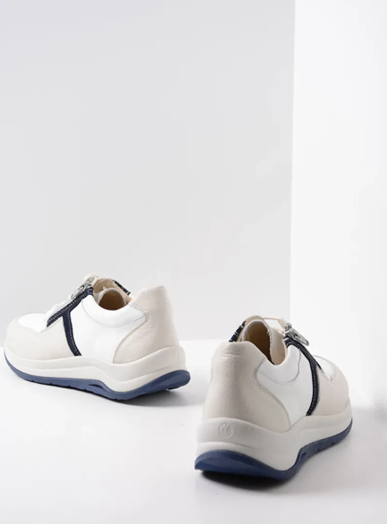 DAMES Wolky Lage Veterschoenen|Wandelschoenen<Comrie - wit/denim combi leer