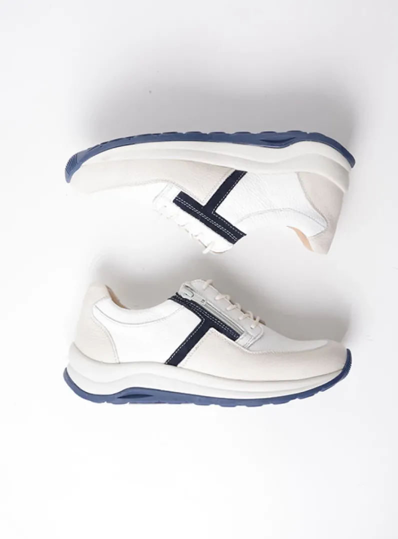 DAMES Wolky Lage Veterschoenen|Wandelschoenen<Comrie - wit/denim combi leer