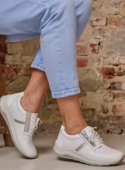 DAMES Wolky Lage Veterschoenen|Wandelschoenen<Comrie - wit/zilver combi leer