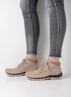 DAMES Wolky Hoge Veterschoenen|Herfst/Winter<Cross - safari nubuck