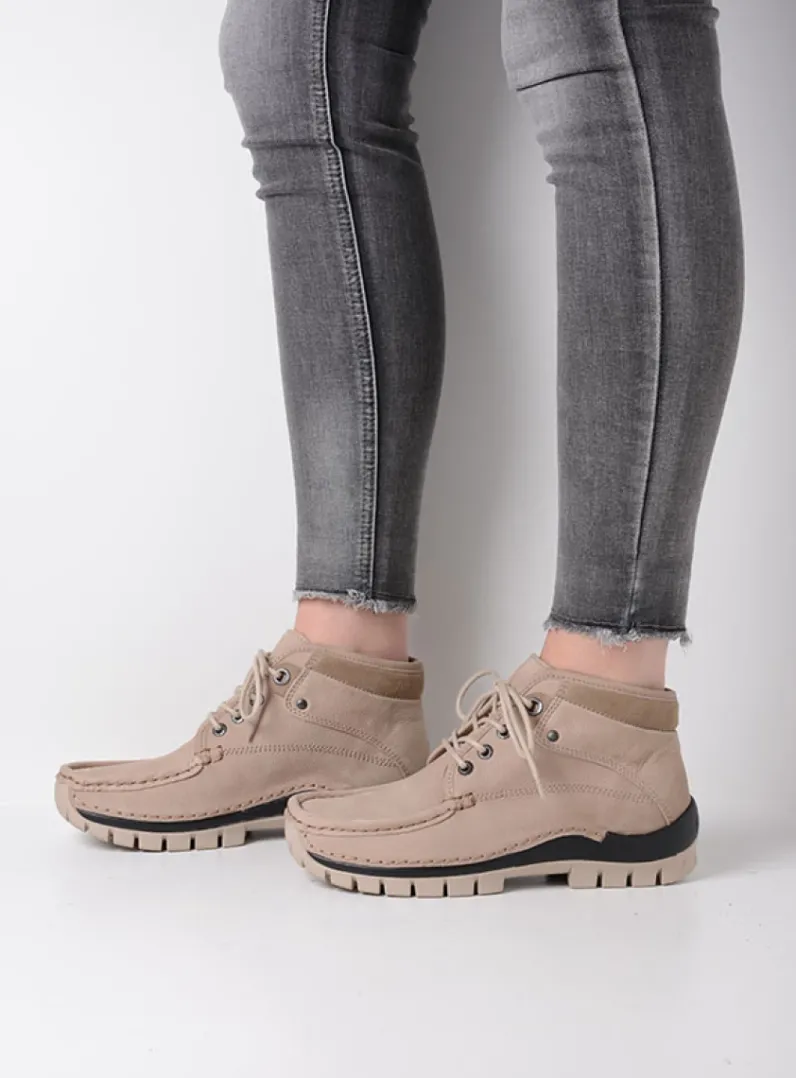 DAMES Wolky Hoge Veterschoenen|Herfst/Winter<Cross - safari nubuck