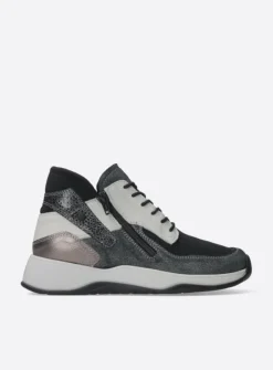 DAMES Wolky Hoge Veterschoenen|Wandelschoenen<Crown S2F - zwart/gebroken wit stretchleer