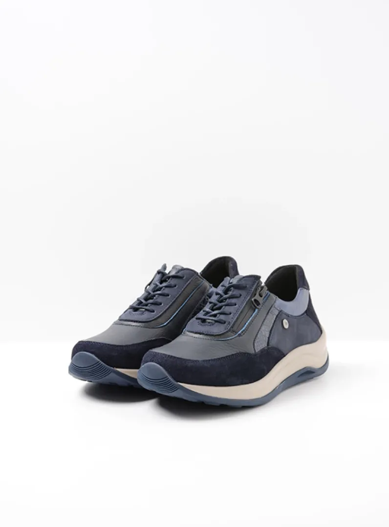 DAMES Wolky Lage Veterschoenen|Wandelschoenen<Cupar - blauw combi leer