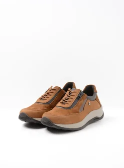 DAMES Wolky Lage Veterschoenen|Sneakers<Cupar - cognac combi leer