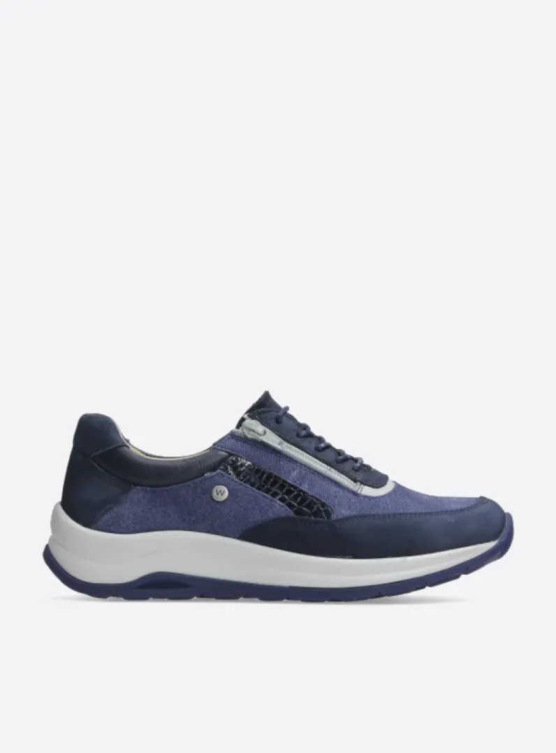 DAMES Wolky Lage Veterschoenen|Wandelschoenen<Cupar - denim combi leer