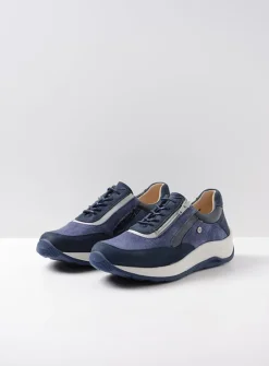 DAMES Wolky Lage Veterschoenen|Wandelschoenen<Cupar - denim combi leer