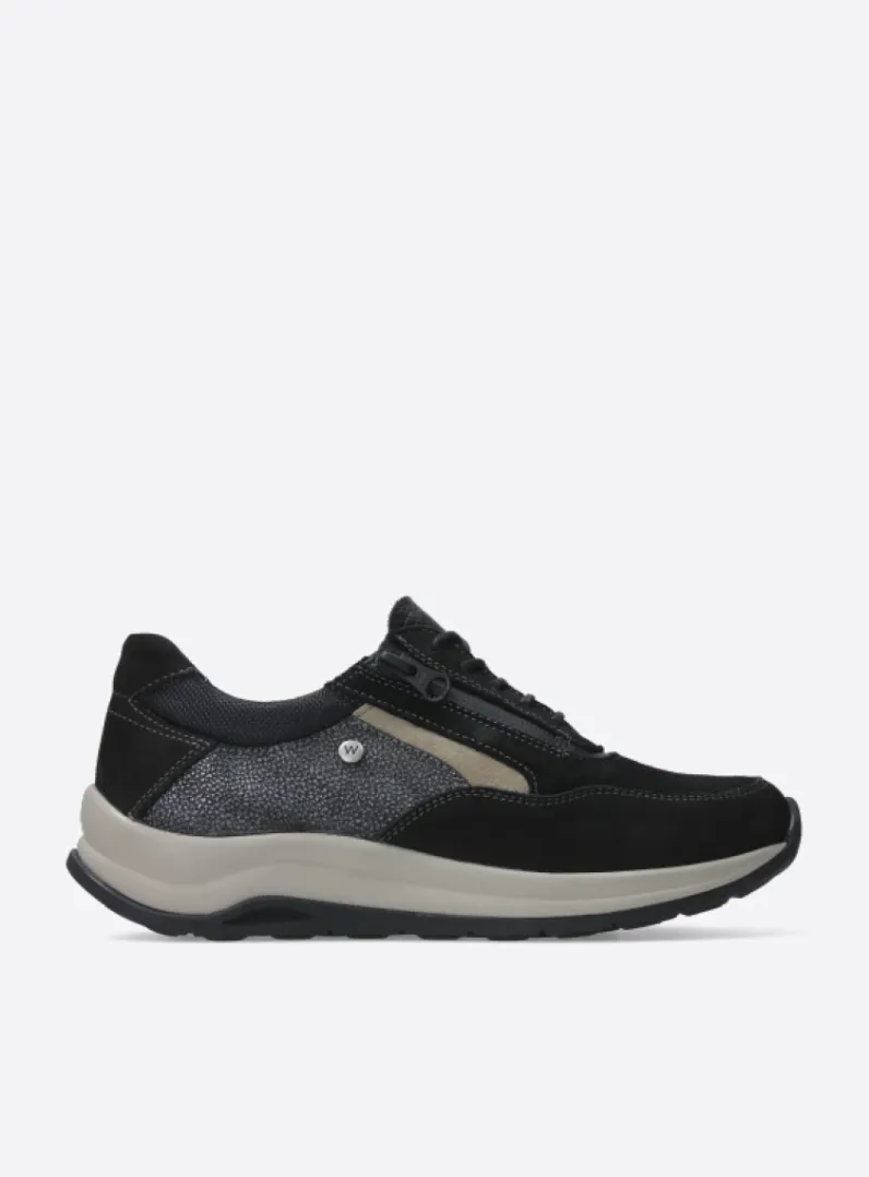 DAMES Wolky Lage Veterschoenen|Wandelschoenen<Cupar - zwart combi leer