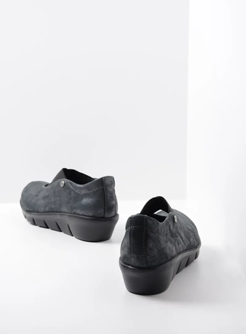 DAMES Wolky Instappers|Herfst/Winter<Cursa - zwart metallic nubuck