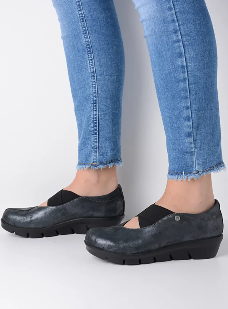 DAMES Wolky Instappers|Herfst/Winter<Cursa - zwart metallic nubuck