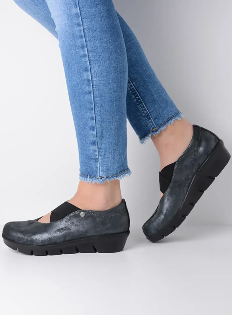 DAMES Wolky Instappers|Herfst/Winter<Cursa - zwart metallic nubuck