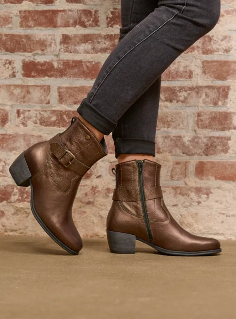 DAMES Wolky Halfhoge Laarzen|Cowboylaarzen<Dexter - brons leer