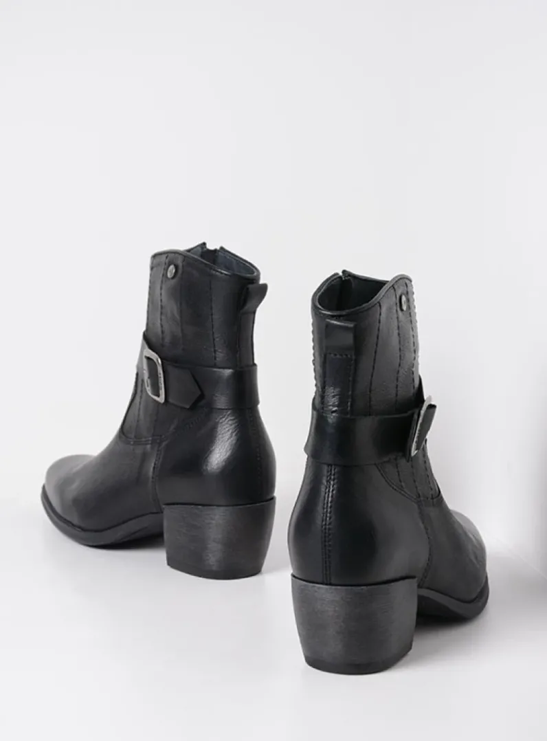 DAMES Wolky Halfhoge Laarzen|Cowboylaarzen<Dexter - zwart leer