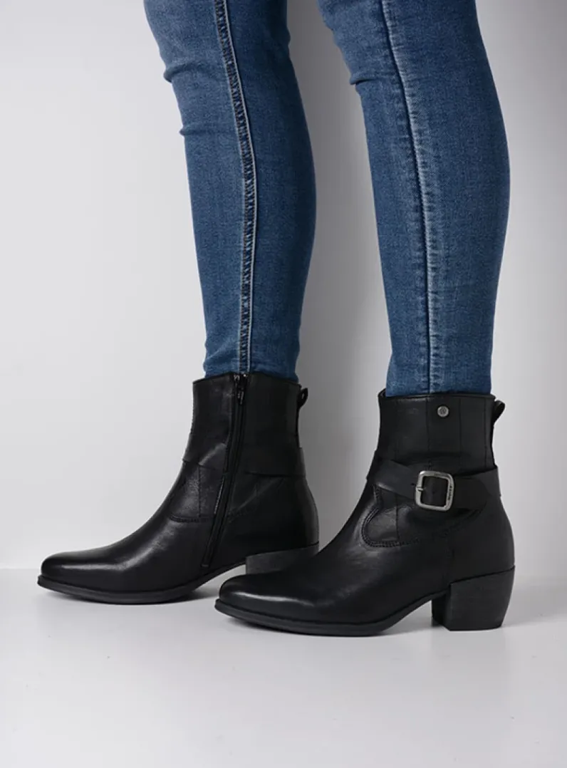 DAMES Wolky Halfhoge Laarzen|Cowboylaarzen<Dexter - zwart leer