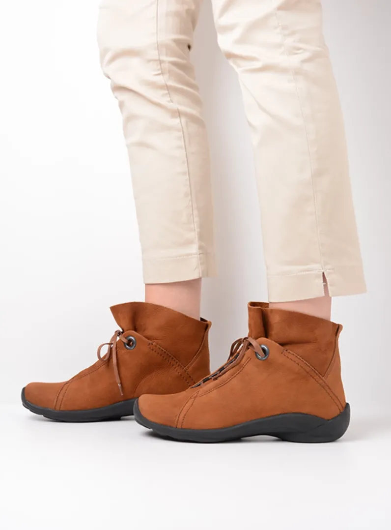 DAMES Wolky Hoge Veterschoenen|Herfst/Winter<Diana - cognac nubuck