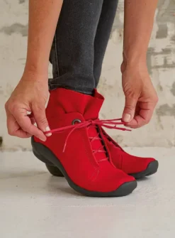 DAMES Wolky Hoge Veterschoenen|Herfst/Winter<Diana - donkerrood nubuck