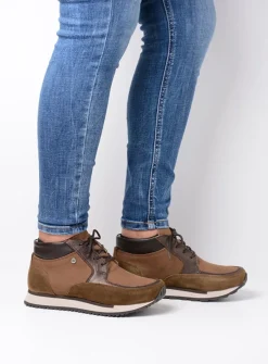 DAMES Wolky Hoge Veterschoenen|Wandelschoenen<e-Boot - taupe combi leer