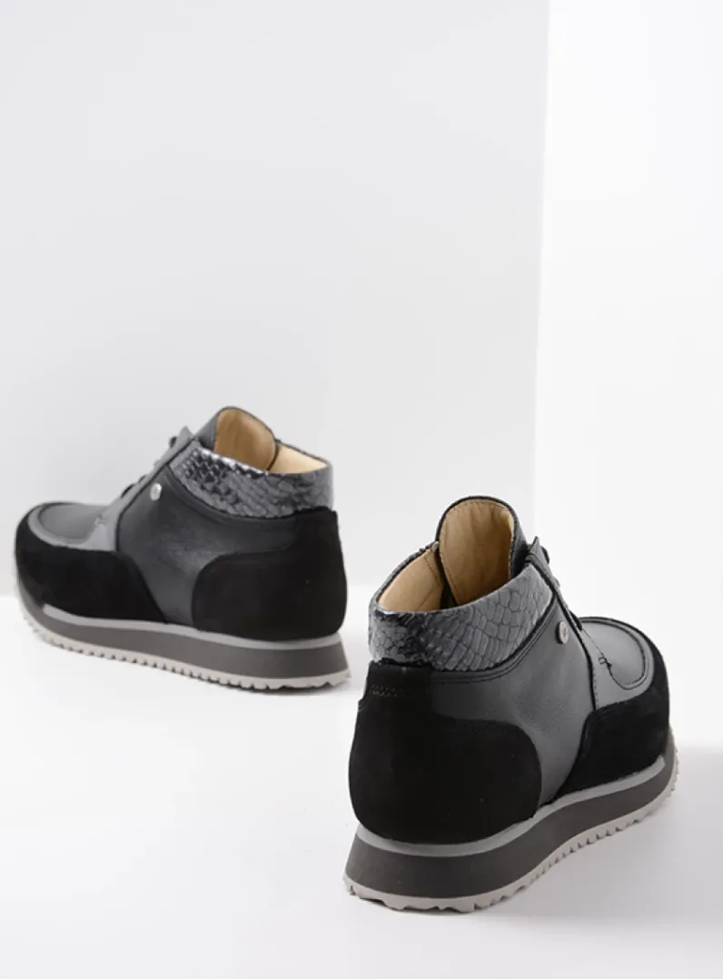 DAMES Wolky Hoge Veterschoenen|Wandelschoenen<e-Boot - zwart combi leer