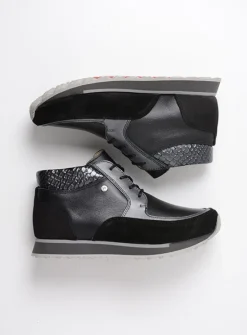 DAMES Wolky Hoge Veterschoenen|Wandelschoenen<e-Boot - zwart combi leer