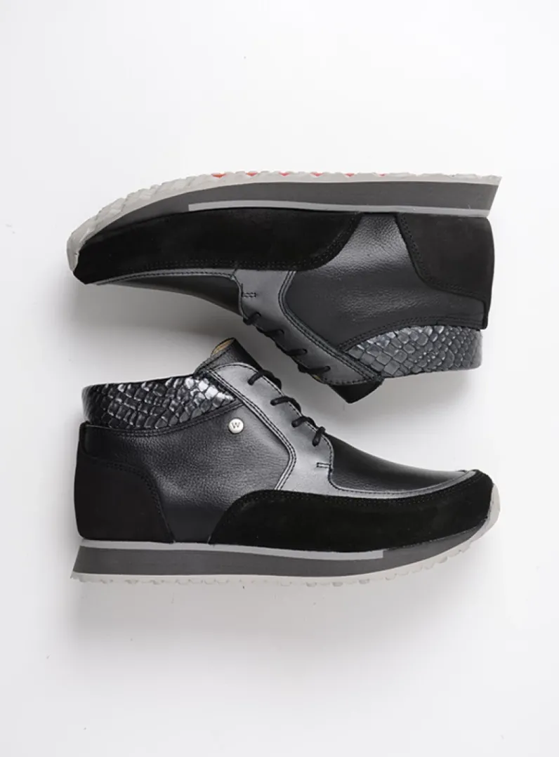 DAMES Wolky Hoge Veterschoenen|Wandelschoenen<e-Boot - zwart combi leer