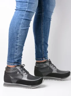DAMES Wolky Hoge Veterschoenen|Wandelschoenen<e-Boot - zwart combi leer