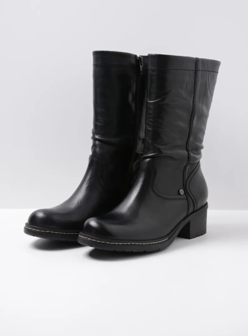 DAMES Wolky Halfhoge Laarzen|Herfst/Winter<Edmonton - zwart gepoetst leer