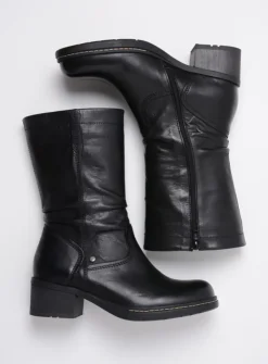 DAMES Wolky Halfhoge Laarzen|Herfst/Winter<Edmonton - zwart gepoetst leer