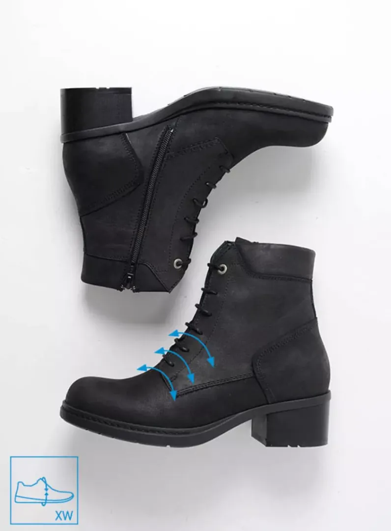 DAMES Wolky Hoge Veterschoenen|Veterlaarzen<Edson XW - zwart nubuck