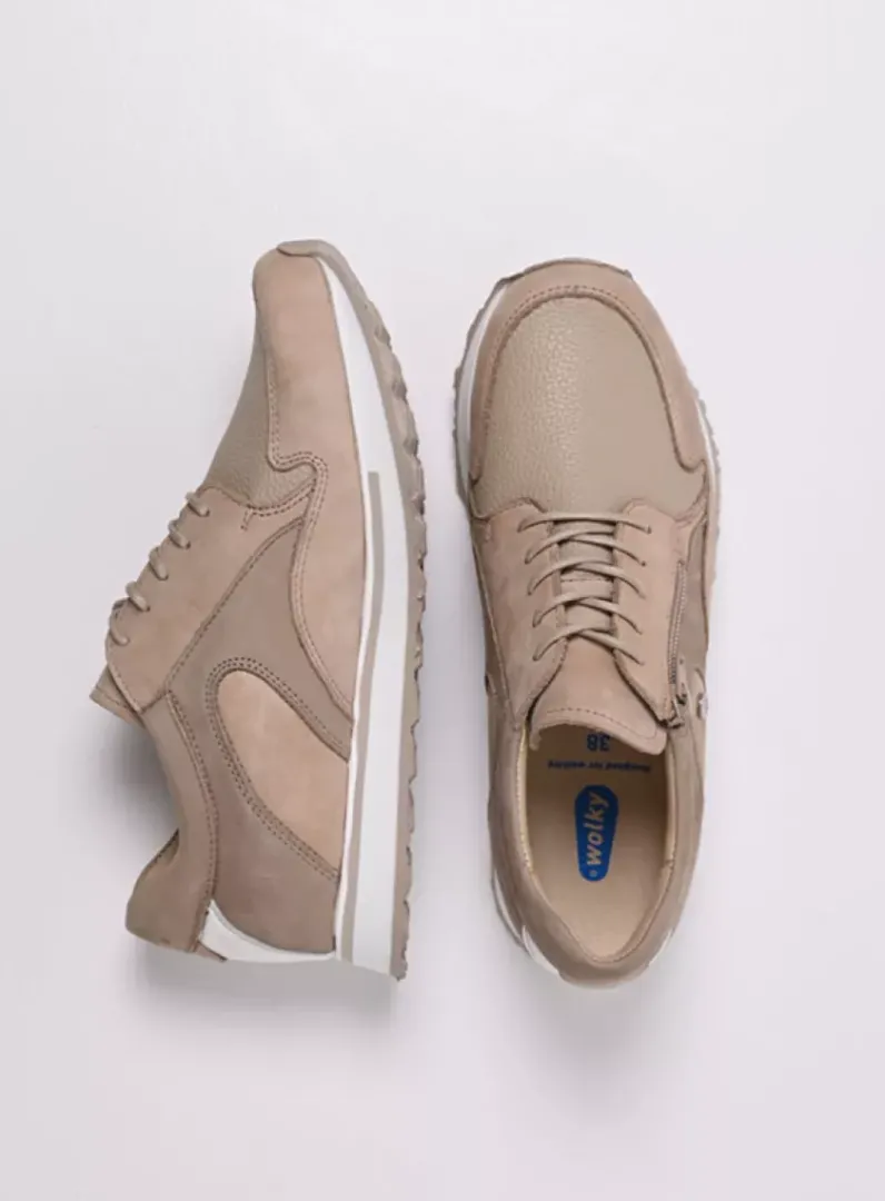 DAMES Wolky Lage Veterschoenen|Wandelschoenen<e-Go S2F - beige combi stretch leer