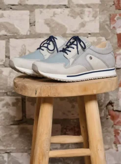 DAMES Wolky Lage Veterschoenen|Wandelschoenen<e-Go S2F - blauw combi stretch leer