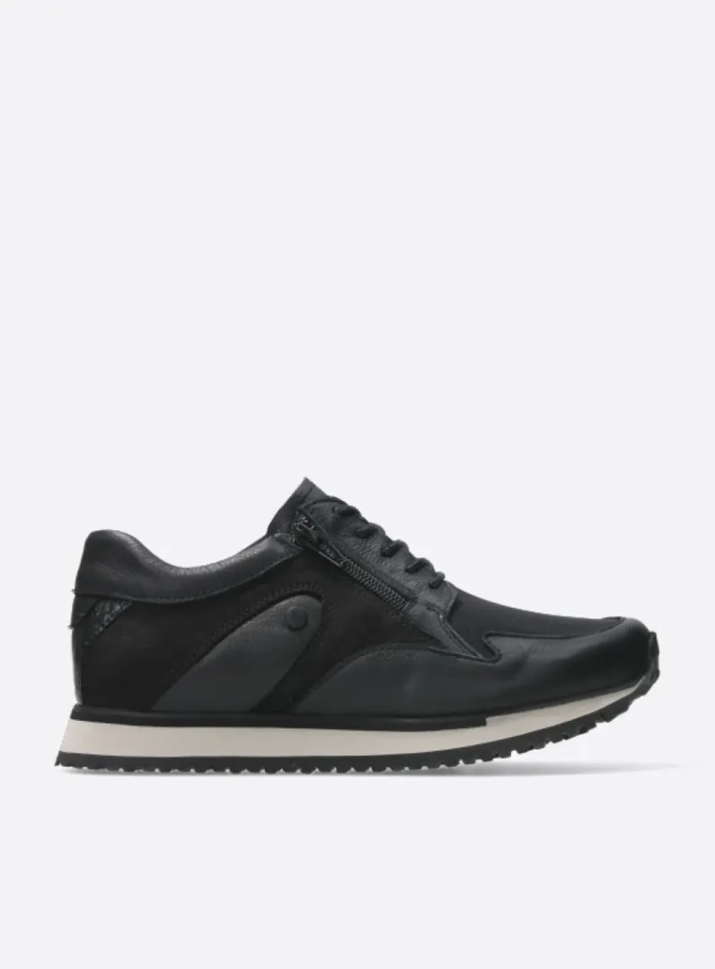 DAMES Wolky Lage Veterschoenen|Wandelschoenen<e-Go S2F - zwart combi stretchleer