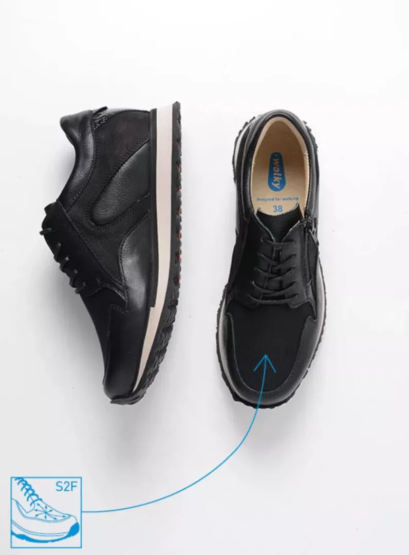 DAMES Wolky Lage Veterschoenen|Wandelschoenen<e-Go S2F - zwart combi stretchleer