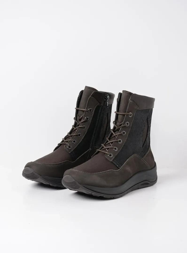 DAMES Wolky Hoge Veterschoenen|Veterlaarzen<Ellon S2F - asfalt stretchleer