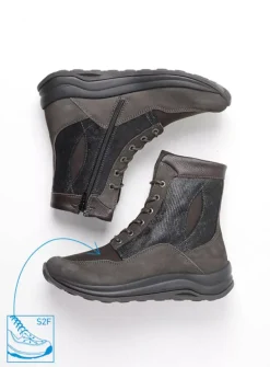 DAMES Wolky Hoge Veterschoenen|Veterlaarzen<Ellon S2F - asfalt stretchleer