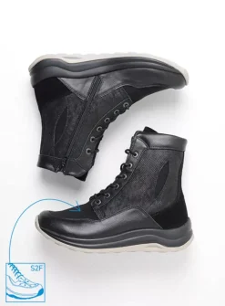 DAMES Wolky Hoge Veterschoenen|Veterlaarzen<Ellon S2F - zwart combi stretchleer