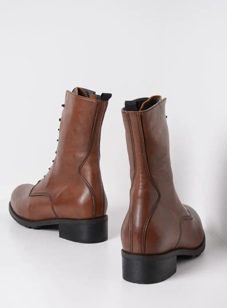 DAMES Wolky Veterlaarzen|Halfhoge Laarzen<Emery HV - 20430 cognac leer